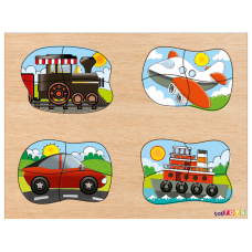 4' ü 1 Arada Taşıtlar Ahşap Puzzle